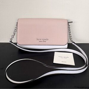 kate spade Pale Pink and White Chain Strap Crossbody